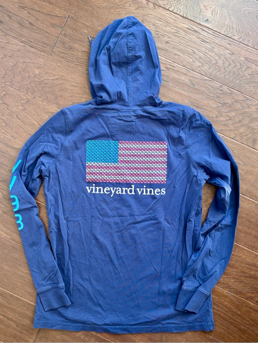 Vineyard Vines Navy Hooded Long-Sleeve Tee Small